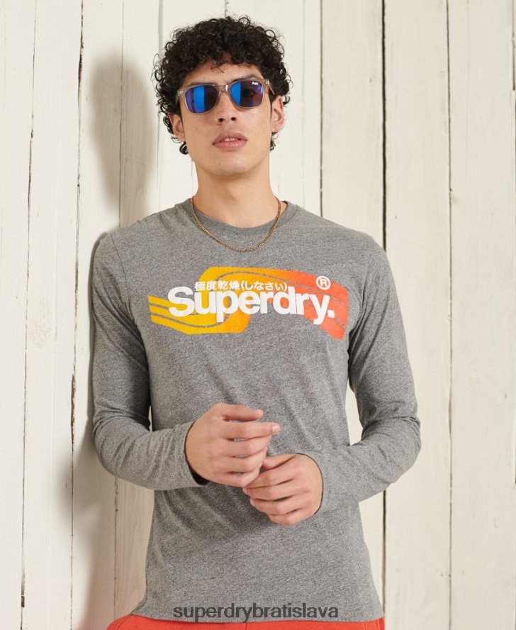 Superdry muži top s dlhým rukávom s logom Core 6B4ZTR6462 oblečenie sivá