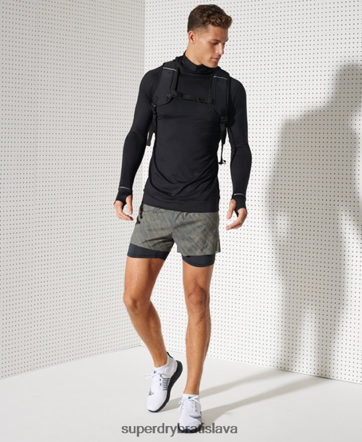 Superdry muži top s kapucňou strednej vrstvy 6B4ZTR1437 oblečenie čierna