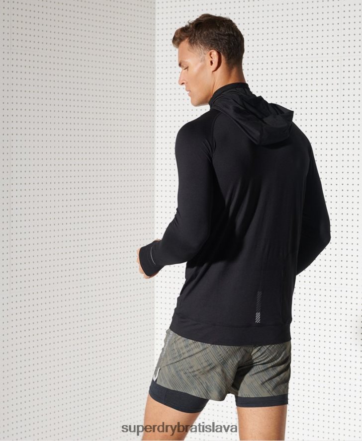 Superdry muži top s kapucňou strednej vrstvy 6B4ZTR1437 oblečenie čierna