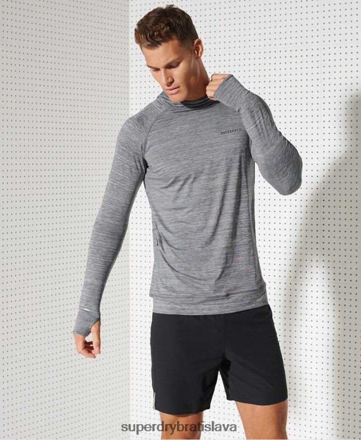 Superdry muži top s kapucňou strednej vrstvy 6B4ZTR1439 oblečenie tmavošedý