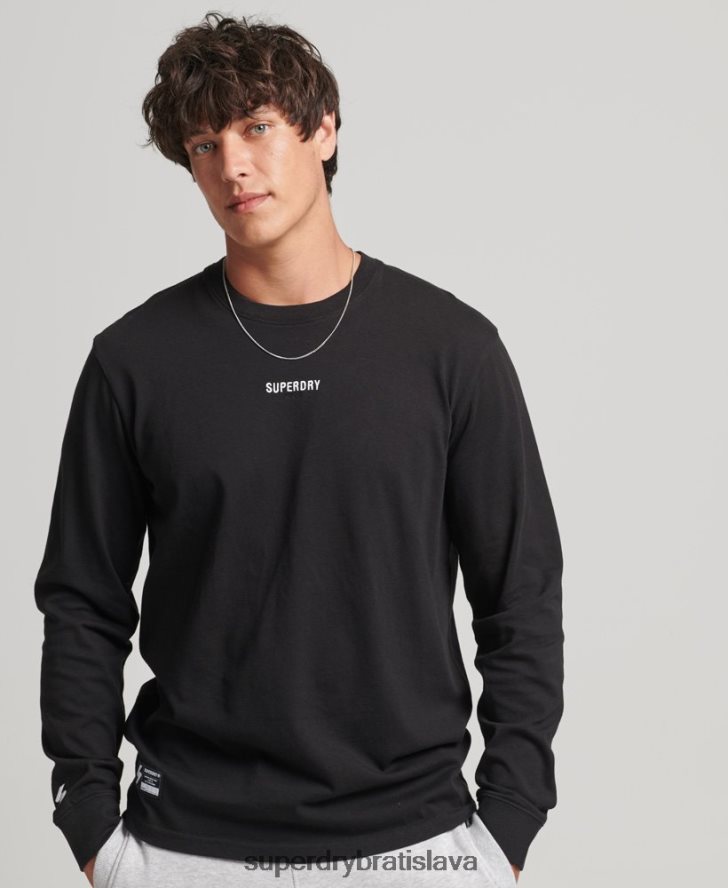 Superdry muži top s mikro logom s dlhým rukávom 6B4ZTR1568 oblečenie čierna