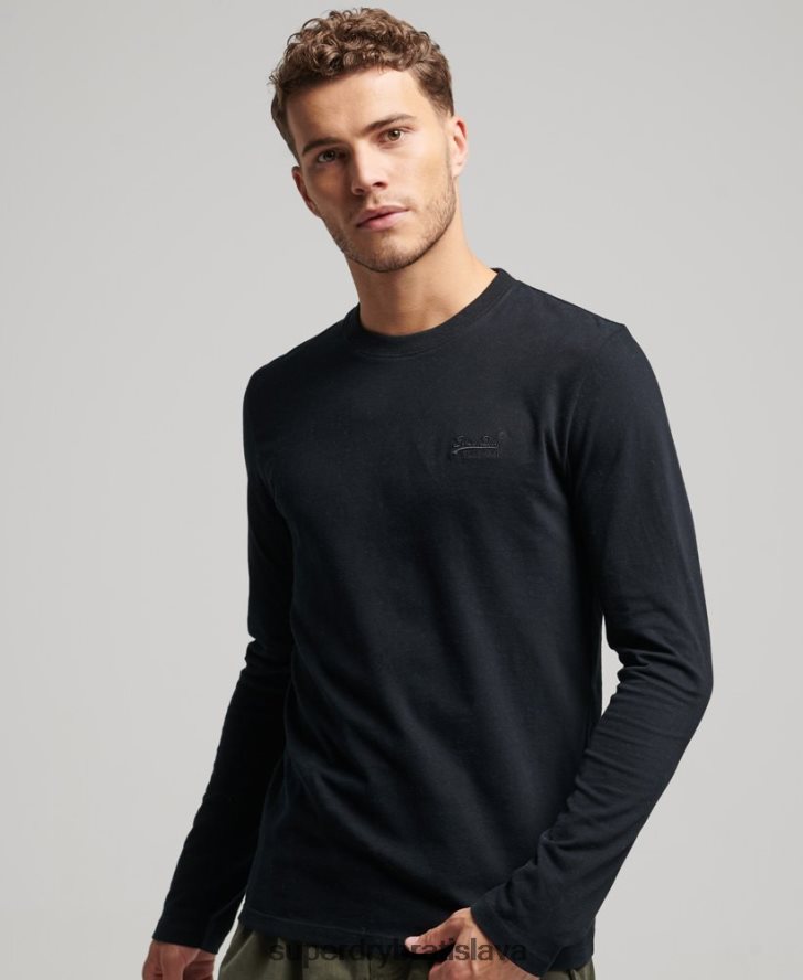 Superdry muži top s vyšívaným vintage logom z organickej bavlny 6B4ZTR1475 oblečenie čierna