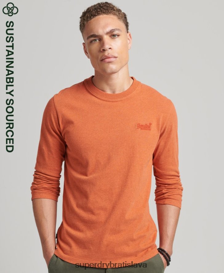 Superdry muži top s vyšívaným vintage logom z organickej bavlny 6B4ZTR1571 oblečenie oranžová