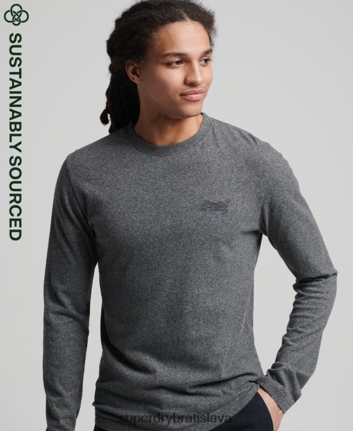 Superdry muži top s vyšívaným vintage logom z organickej bavlny 6B4ZTR6401 oblečenie sivá