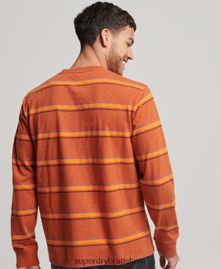 Superdry muži top z organickej bavlny s vintage textúrou 6B4ZTR1476 oblečenie hnedá