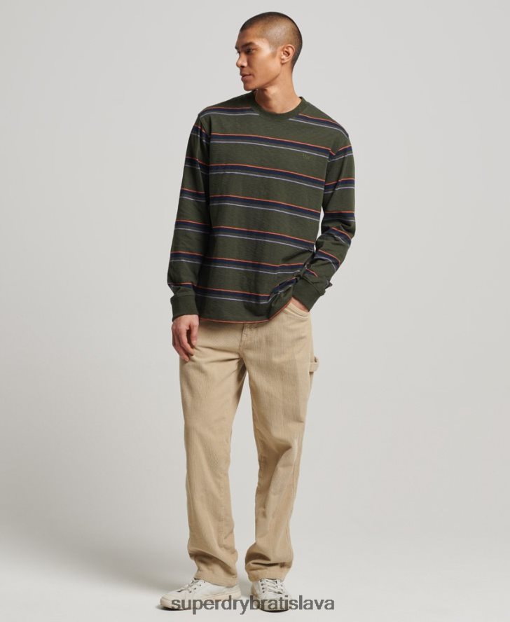 Superdry muži top z organickej bavlny s vintage textúrou 6B4ZTR1480 oblečenie zelená
