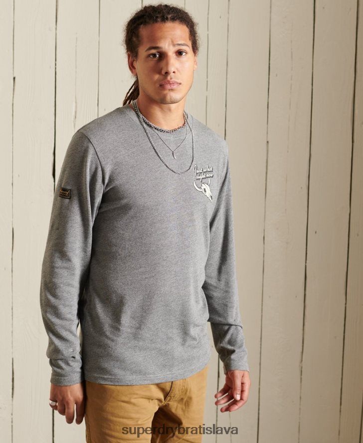 Superdry muži tradičný horský top s dlhým rukávom 6B4ZTR6470 oblečenie svetlo šedá