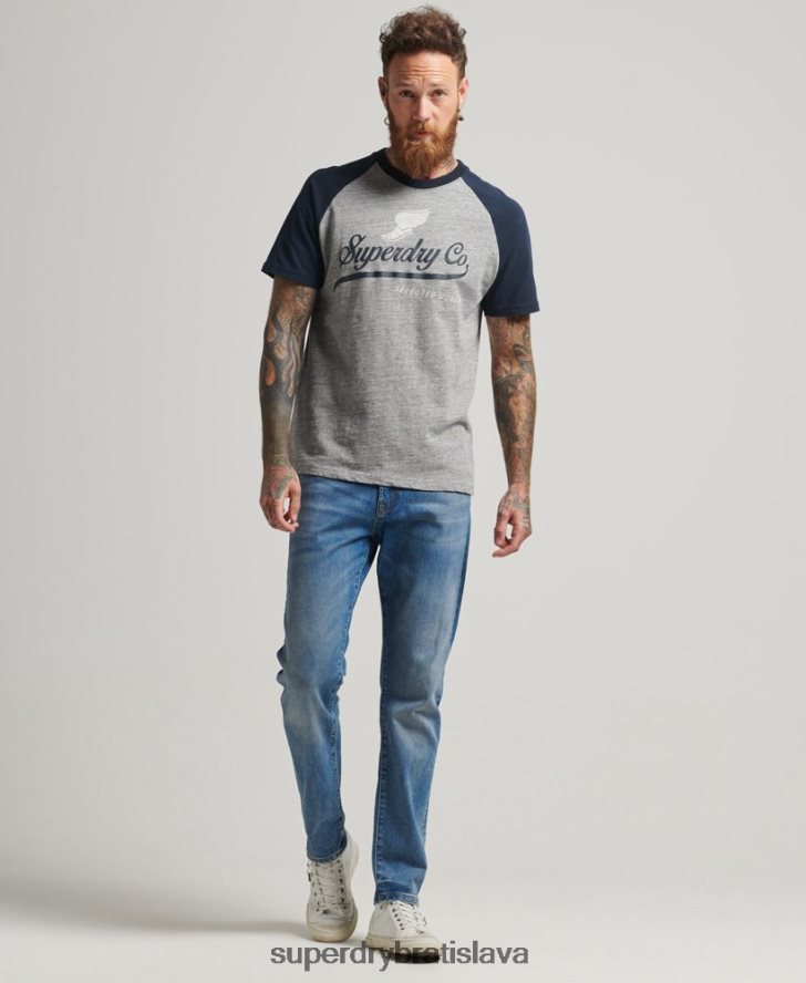 Superdry muži tričko s achillovým grafickým raglánom 6B4ZTR4972 oblečenie sivá