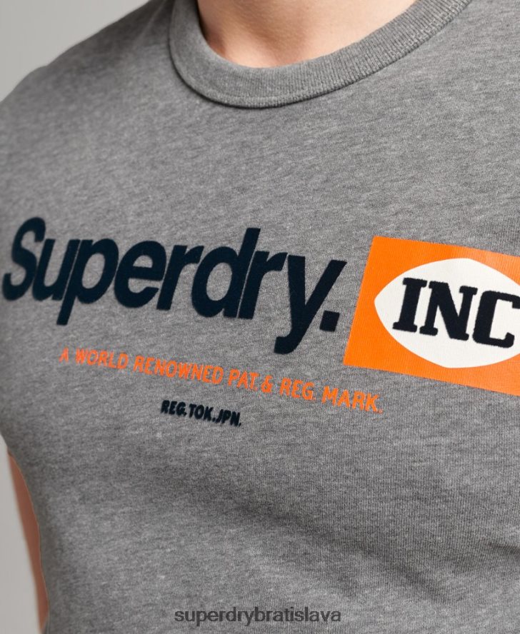 Superdry muži tričko s grafickým logom ringer 6B4ZTR4912 oblečenie sivá