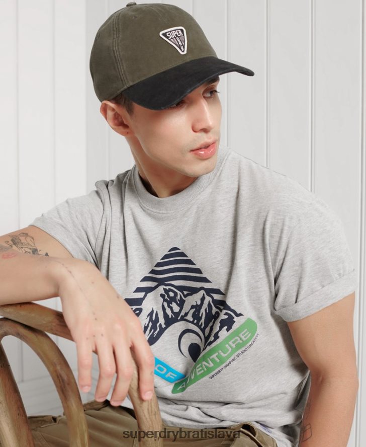 Superdry muži tričko s grafikou v horskom uvoľnenom strihu 6B4ZTR4915 oblečenie sivá