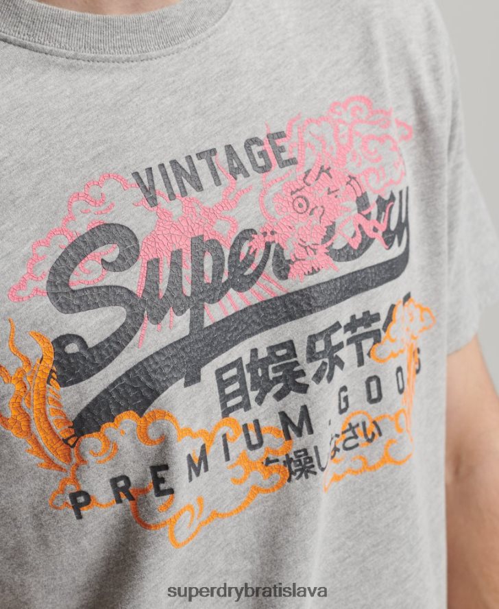 Superdry muži tričko s japonským grafickým logom 6B4ZTR61 oblečenie sivá