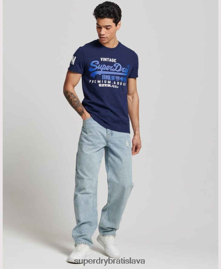 Superdry muži tričko s klasickým grafickým logom z organickej bavlny 6B4ZTR6358 oblečenie tmavomodrá