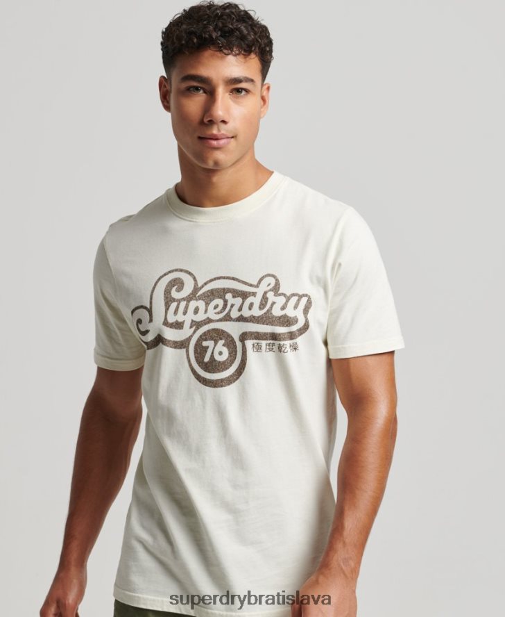 Superdry muži tričko s nostalgickým scenárom 6B4ZTR4971 oblečenie krém