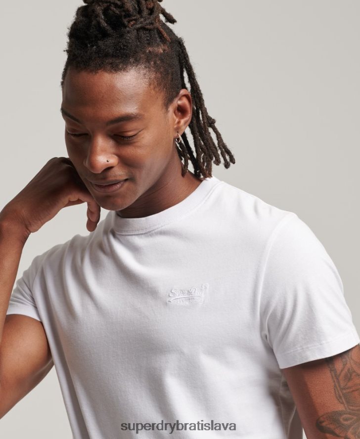 Superdry muži tričko s podstatným logom z organickej bavlny 6B4ZTR1 oblečenie biely