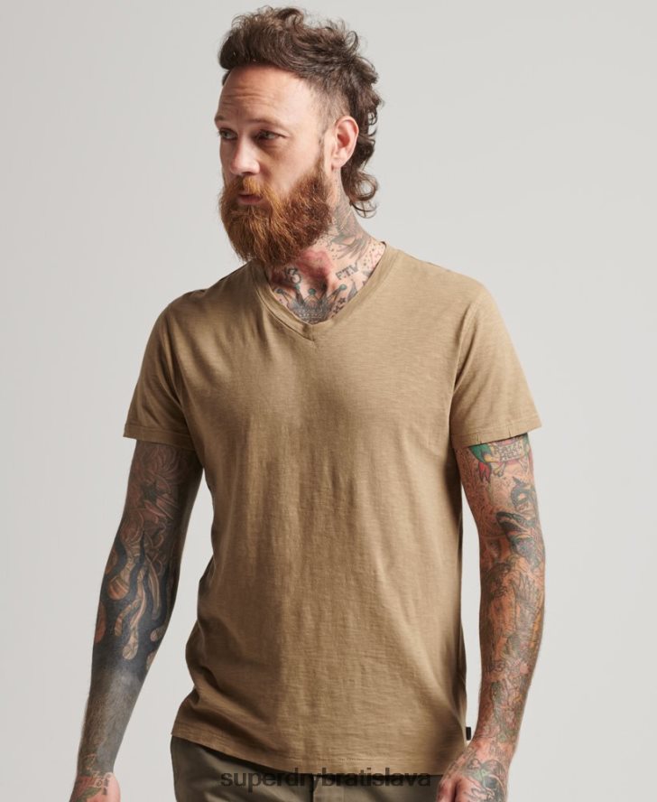 Superdry muži tričko s véčkovým výstrihom 6B4ZTR4923 oblečenie hnedá