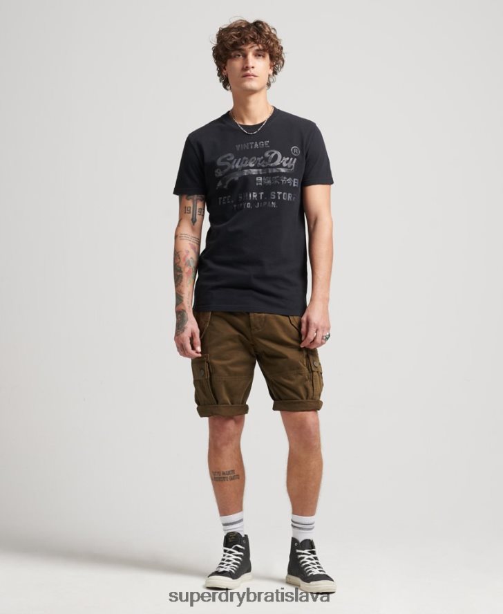 Superdry muži tričko s vintage logom 6B4ZTR4987 oblečenie čierna