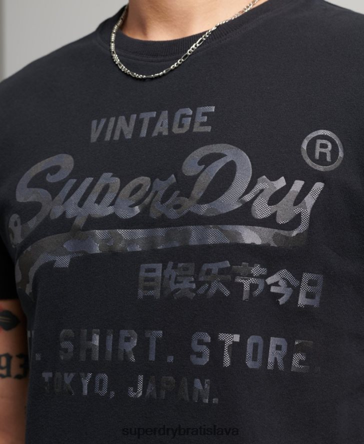 Superdry muži tričko s vintage logom 6B4ZTR4987 oblečenie čierna