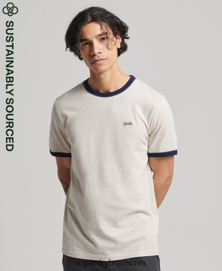 Superdry muži tričko z organickej bavlny s esenciálnym logom ringer 6B4ZTR4883 oblečenie krém