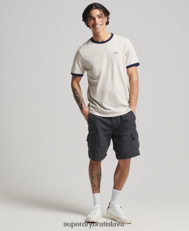 Superdry muži tričko z organickej bavlny s esenciálnym logom ringer 6B4ZTR4883 oblečenie krém