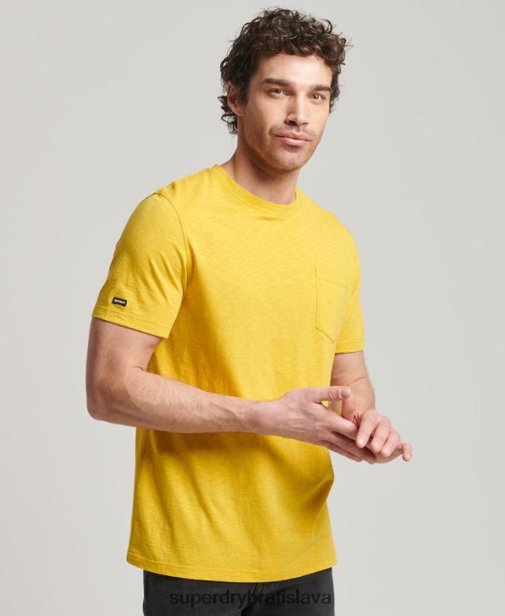Superdry muži tričko z organickej bavlny s výstrihom a výstrihom 6B4ZTR4817 oblečenie žltá