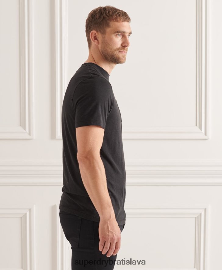 Superdry muži tričko z organickej bavlny s výstrihom a výstrihom 6B4ZTR4845 oblečenie čierna