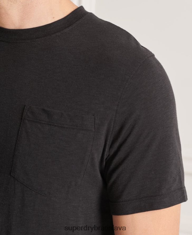 Superdry muži tričko z organickej bavlny s výstrihom a výstrihom 6B4ZTR4845 oblečenie čierna