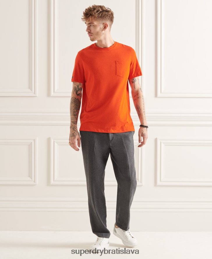 Superdry muži tričko z organickej bavlny s výstrihom a výstrihom 6B4ZTR4859 oblečenie oranžová