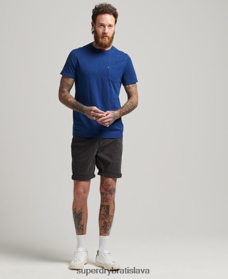 Superdry muži tričko z organickej bavlny s výstrihom a výstrihom 6B4ZTR4884 oblečenie Modrá