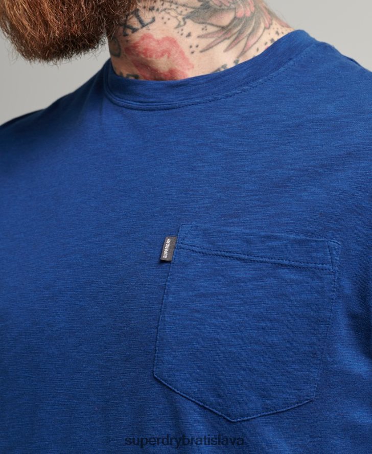 Superdry muži tričko z organickej bavlny s výstrihom a výstrihom 6B4ZTR4884 oblečenie Modrá
