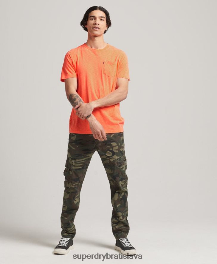 Superdry muži tričko z organickej bavlny s výstrihom a výstrihom 6B4ZTR4918 oblečenie oranžová