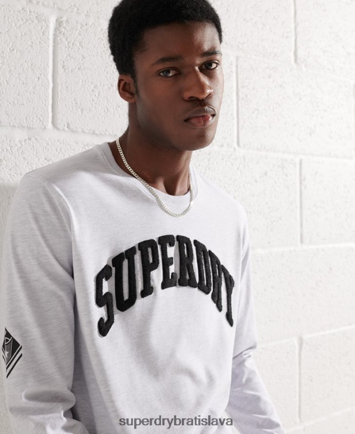 Superdry muži univerzitný top s dlhým rukávom 6B4ZTR1551 oblečenie svetlo šedá