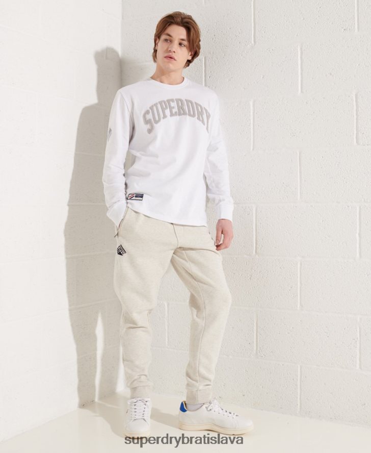 Superdry muži univerzitný top s dlhým rukávom 6B4ZTR1581 oblečenie biely