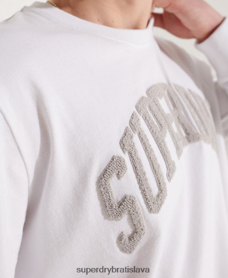 Superdry muži univerzitný top s dlhým rukávom 6B4ZTR1581 oblečenie biely