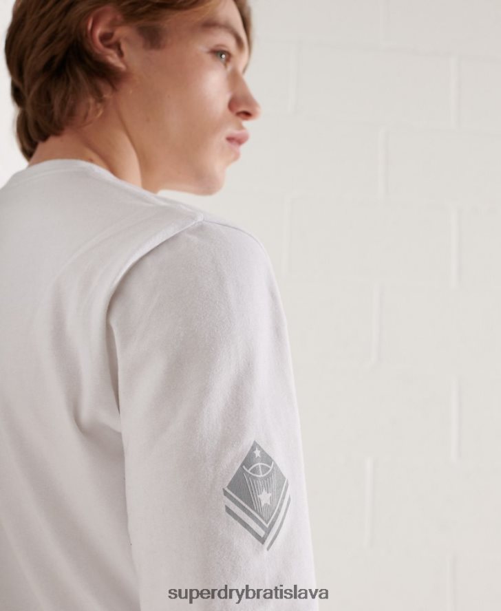 Superdry muži univerzitný top s dlhým rukávom 6B4ZTR1581 oblečenie biely