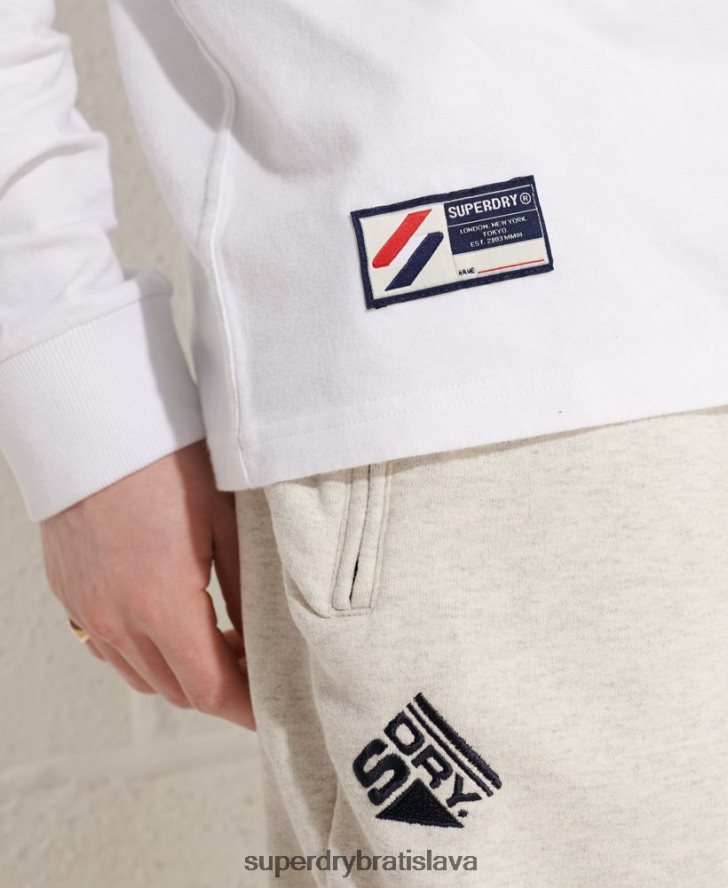 Superdry muži univerzitný top s dlhým rukávom 6B4ZTR1581 oblečenie biely