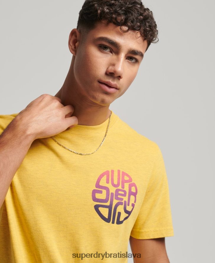 Superdry muži vintage cestovné tričko s nálepkou 6B4ZTR22 oblečenie žltá