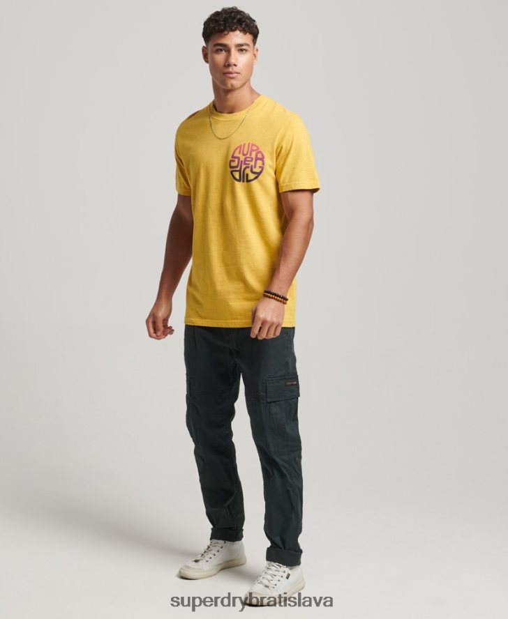 Superdry muži vintage cestovné tričko s nálepkou 6B4ZTR22 oblečenie žltá