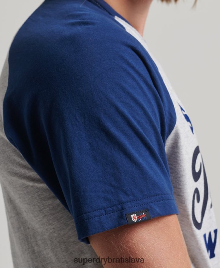 Superdry muži vintage homerun raglánové tričko 6B4ZTR19 oblečenie svetlo šedá