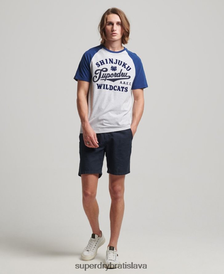 Superdry muži vintage homerun raglánové tričko 6B4ZTR19 oblečenie svetlo šedá