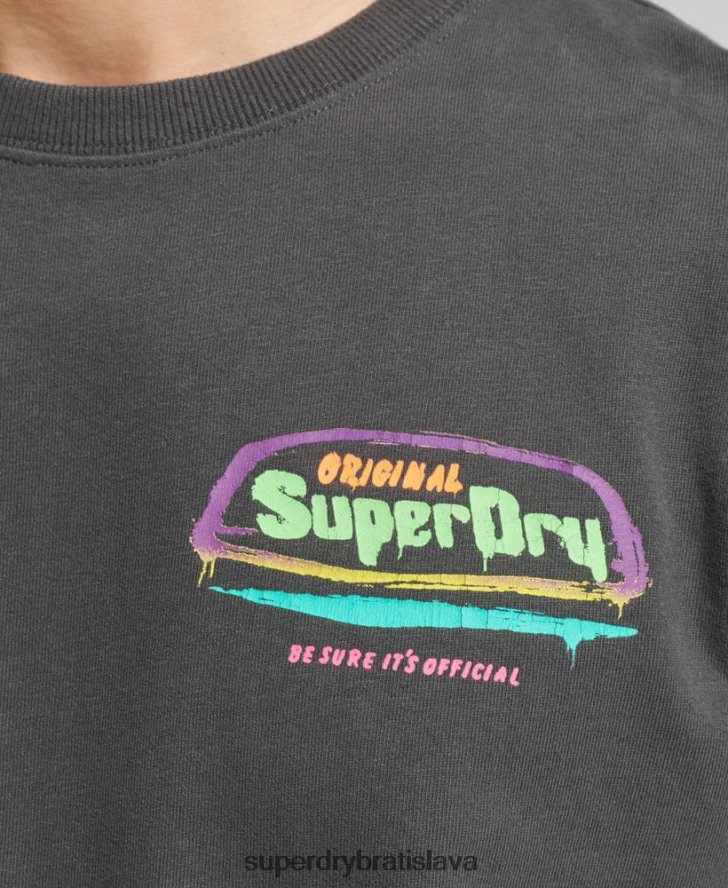 Superdry muži vintage kali tričko 6B4ZTR4823 oblečenie tmavošedý