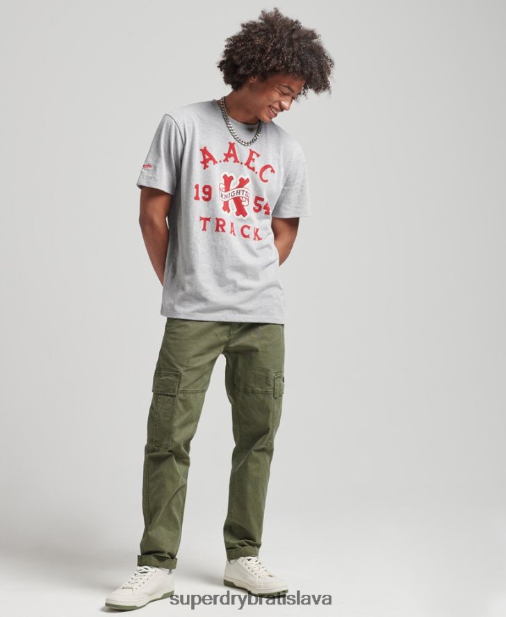 Superdry muži vintage kolegiálne tričko 6B4ZTR4866 oblečenie sivá