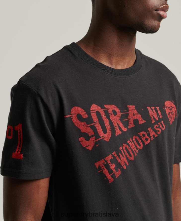 Superdry muži vintage kolegiálne tričko 6B4ZTR4950 oblečenie čierna