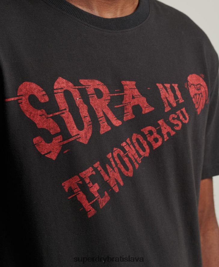 Superdry muži vintage kolegiálne tričko 6B4ZTR4950 oblečenie čierna