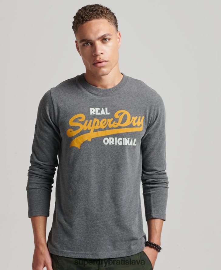 Superdry muži vintage logo limonáda s dlhým rukávom 6B4ZTR1481 oblečenie sivá