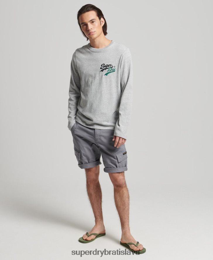 Superdry muži vintage logo zaujímavé top s dlhým rukávom 6B4ZTR1508 oblečenie sivá