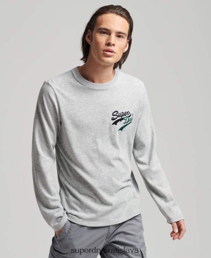 Superdry muži vintage logo zaujímavé top s dlhým rukávom 6B4ZTR1508 oblečenie sivá
