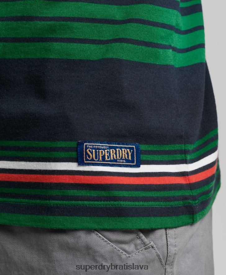 Superdry muži vintage pruhované tričko 6B4ZTR4934 oblečenie zelená