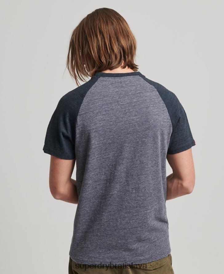 Superdry muži vintage skvelé outdoorové raglánové tričko s nášivkou 6B4ZTR115 oblečenie námorníctvo