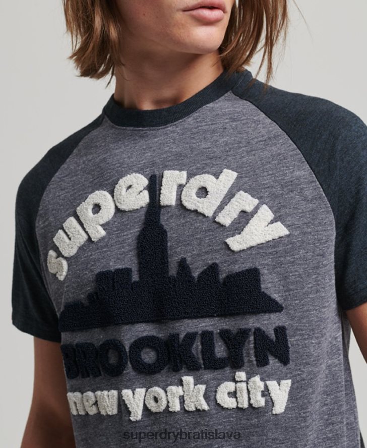 Superdry muži vintage skvelé outdoorové raglánové tričko s nášivkou 6B4ZTR115 oblečenie námorníctvo