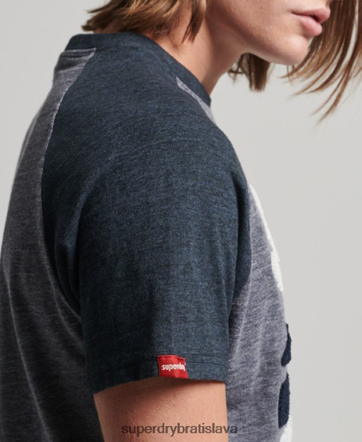 Superdry muži vintage skvelé outdoorové raglánové tričko s nášivkou 6B4ZTR115 oblečenie námorníctvo